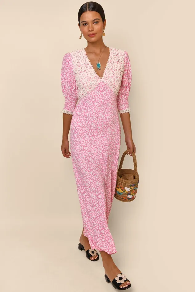 RIXO Dresses Olga Lily Trail Pink 8211 Women RIXO Dresses Olga Lily Trail Pink 8211 Women