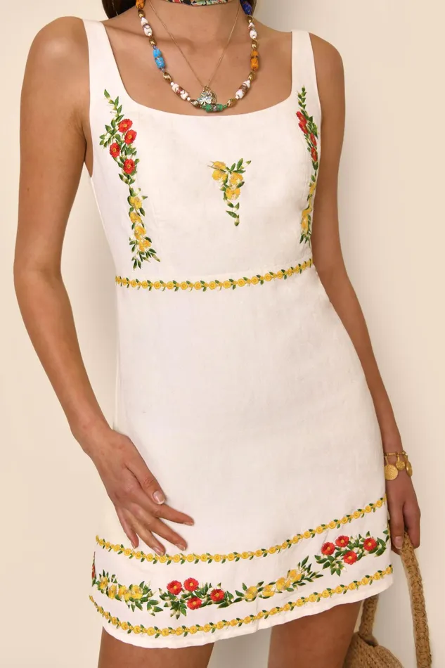 RIXO Dresses Ronan Summer Embroidery Cream 8211 Women