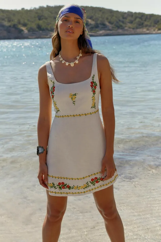 RIXO Dresses Ronan Summer Embroidery Cream 8211 Women