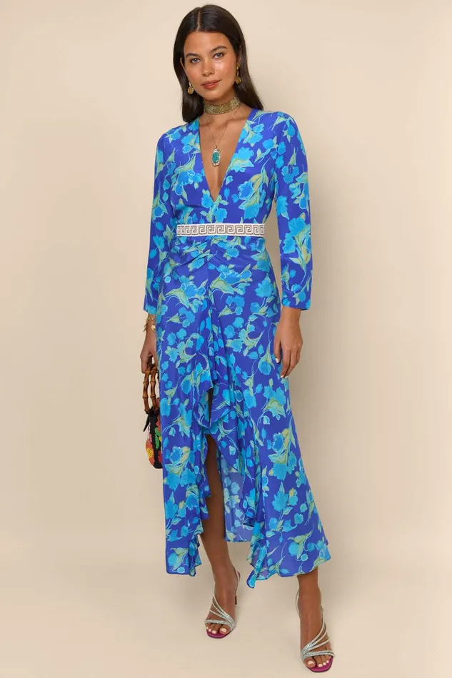 RIXO Dresses Rose Fontainhas Floral Cobalt 8211 Women