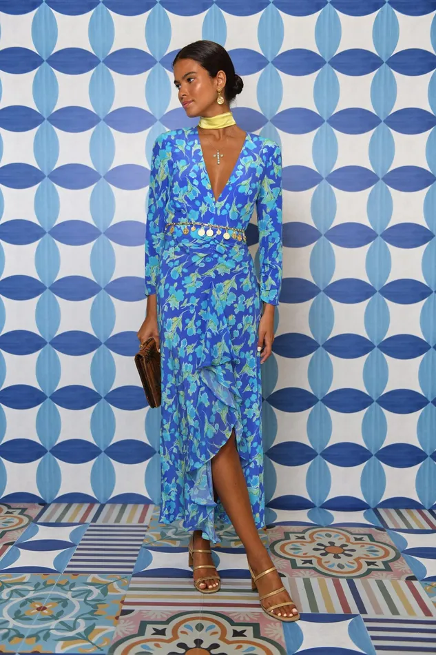 RIXO Dresses Rose Fontainhas Floral Cobalt 8211 Women RIXO Dresses Rose Fontainhas Floral Cobalt 8211 Women