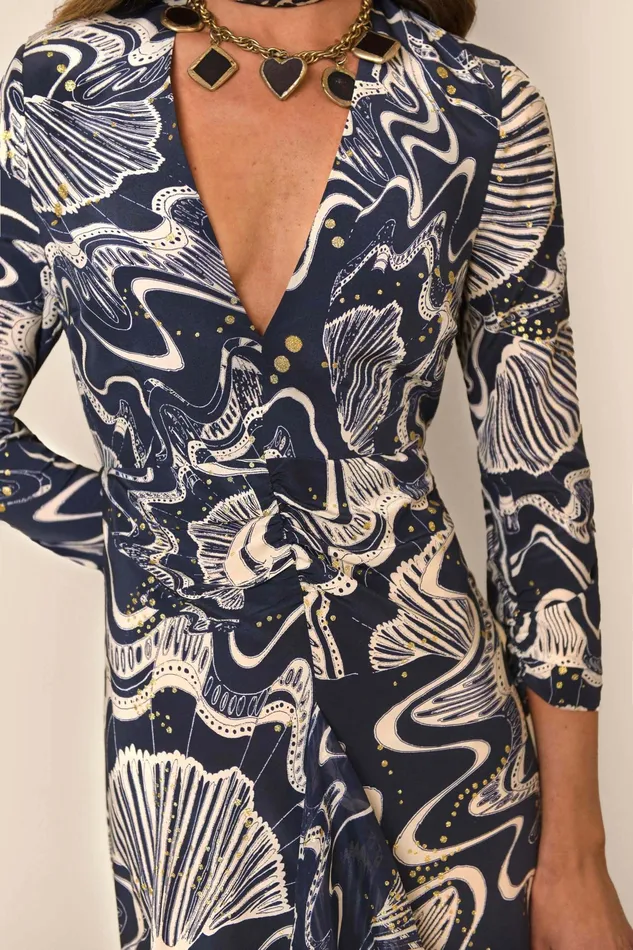 RIXO Dresses Rose Navy Glitter Psychedelic Shell 8211 Women