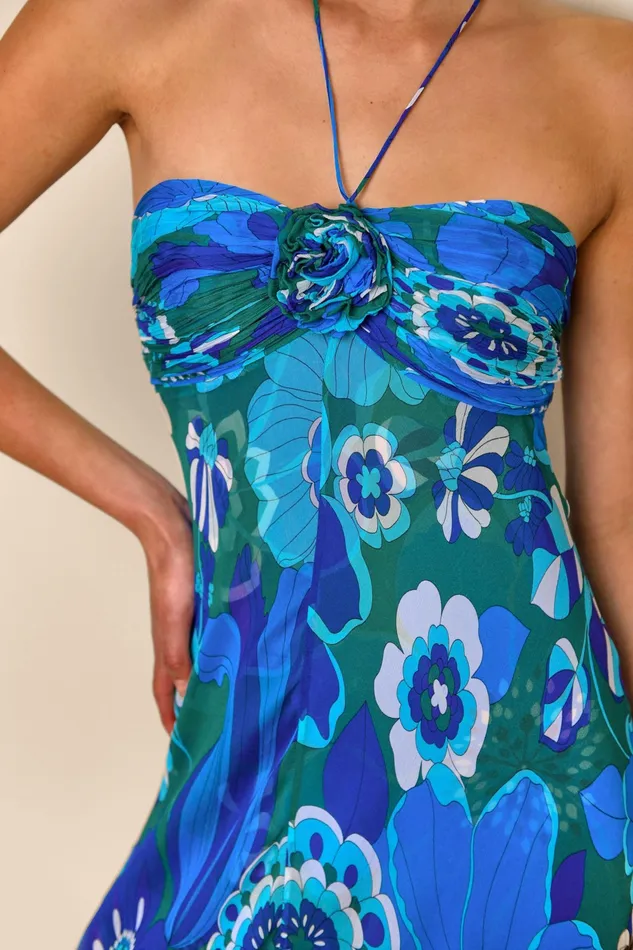 RIXO Dresses Samira Retro Floral Blue 8211 Women RIXO Dresses Samira Retro Floral Blue 8211 Women