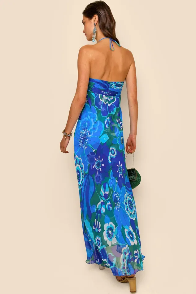 RIXO Dresses Samira Retro Floral Blue 8211 Women RIXO Dresses Samira Retro Floral Blue 8211 Women