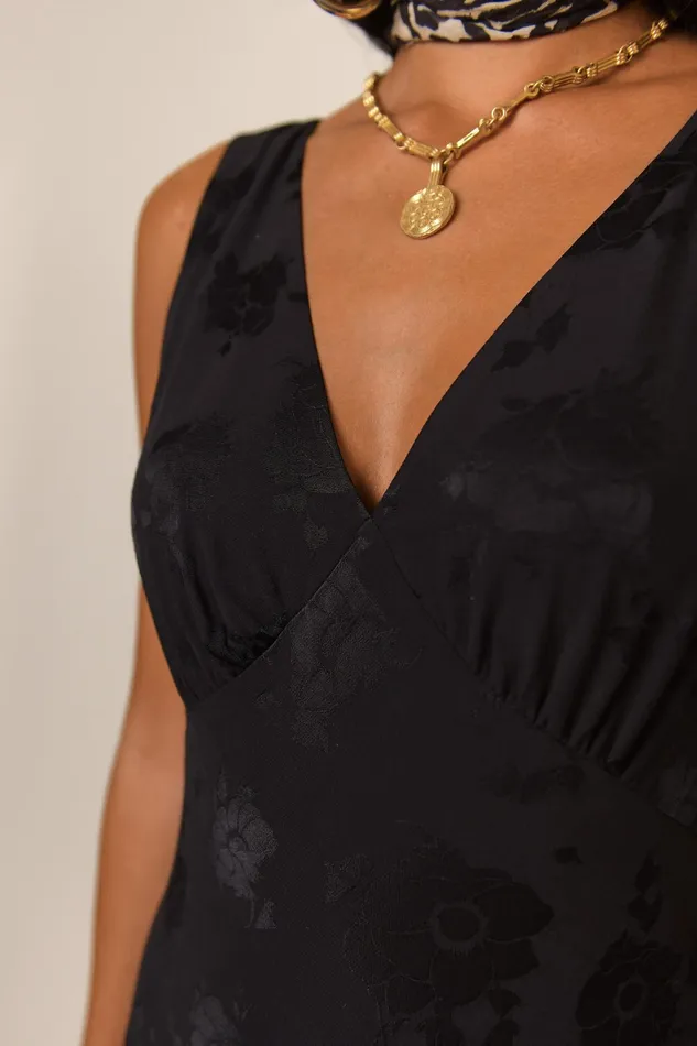 RIXO Dresses Sandrine Black Poppy Jacquard 8211 Women RIXO Dresses Sandrine Black Poppy Jacquard 8211 Women