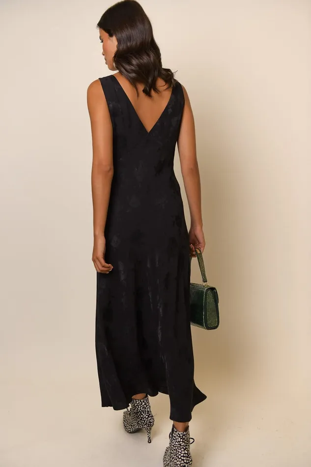 RIXO Dresses Sandrine Black Poppy Jacquard 8211 Women RIXO Dresses Sandrine Black Poppy Jacquard 8211 Women
