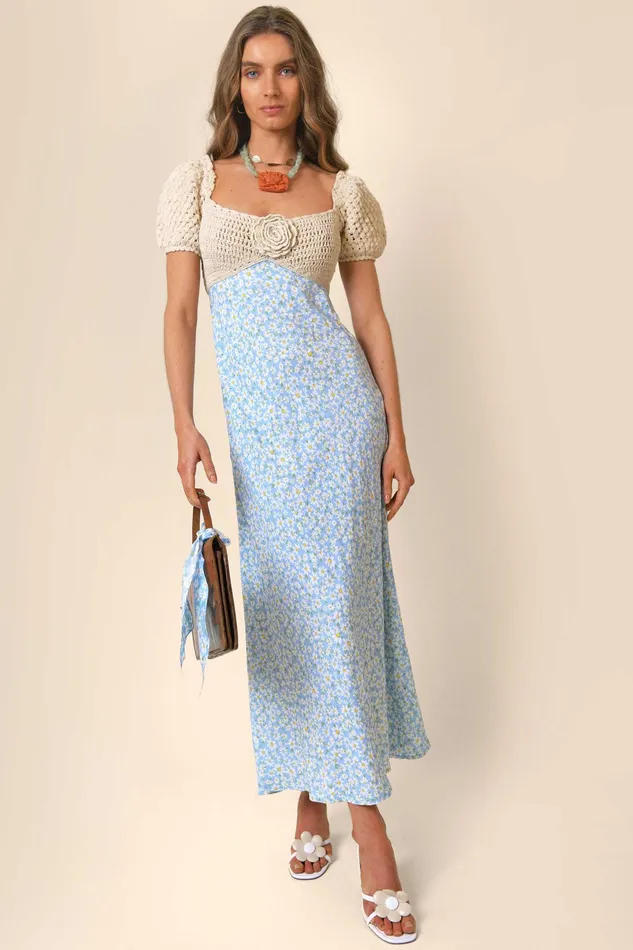 RIXO Dresses Sardinia Blue Daisy Chain 8211 Women
