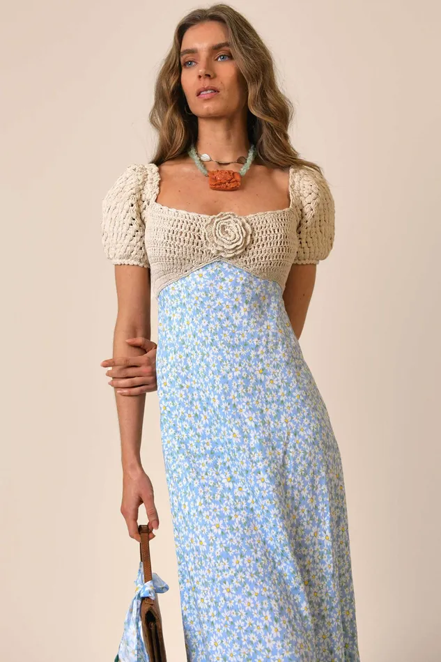 RIXO Dresses Sardinia Blue Daisy Chain 8211 Women RIXO Dresses Sardinia Blue Daisy Chain 8211 Women