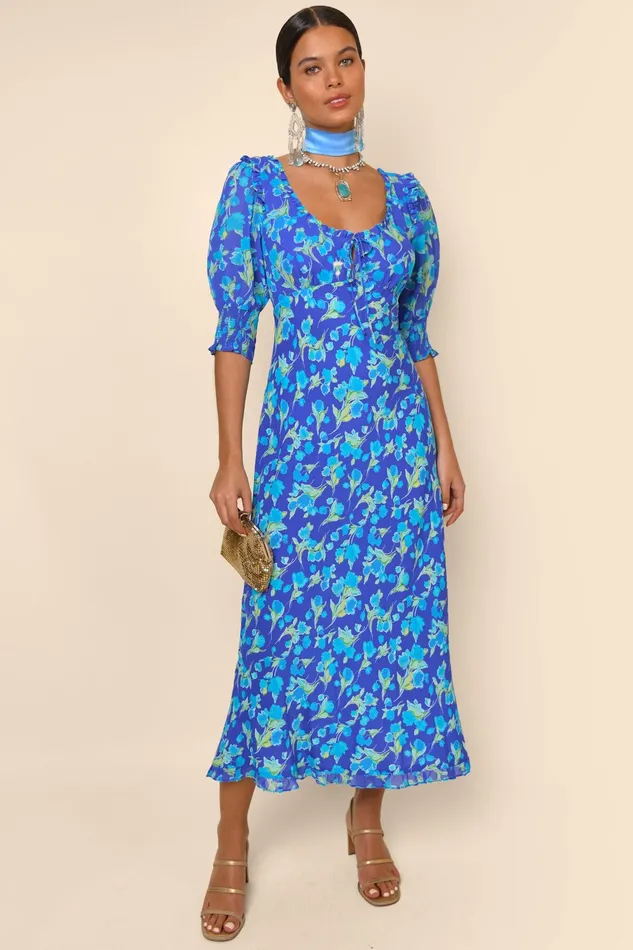 RIXO Dresses Sathya Fontainhas Floral Cobalt 8211 Women
