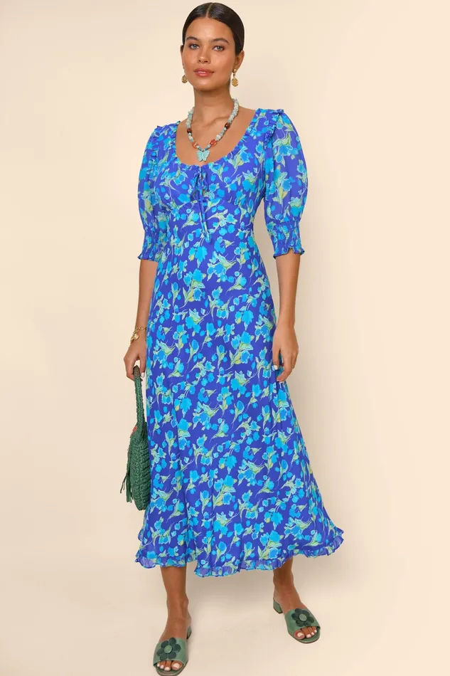 RIXO Dresses Sathya Fontainhas Floral Cobalt 8211 Women
