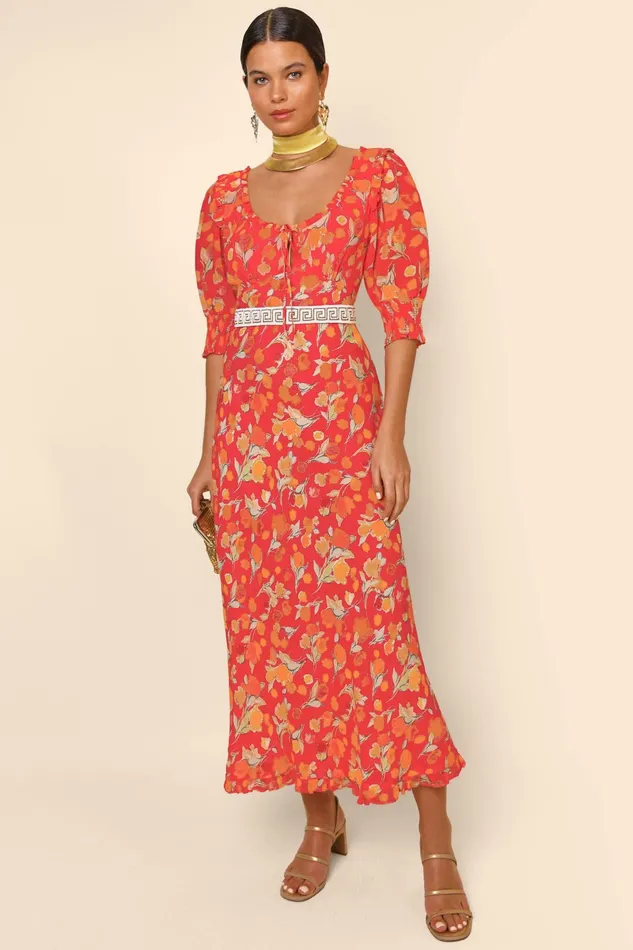 RIXO Dresses Sathya Fontainhas Floral Coral 8211 Women