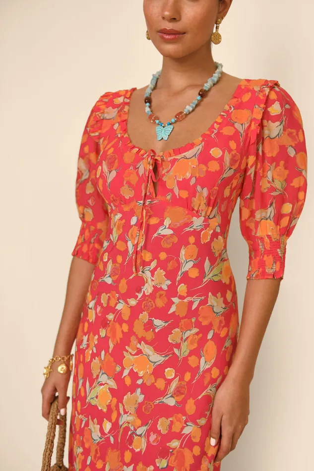 RIXO Dresses Sathya Fontainhas Floral Coral 8211 Women