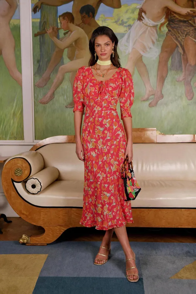 RIXO Dresses Sathya Fontainhas Floral Coral 8211 Women