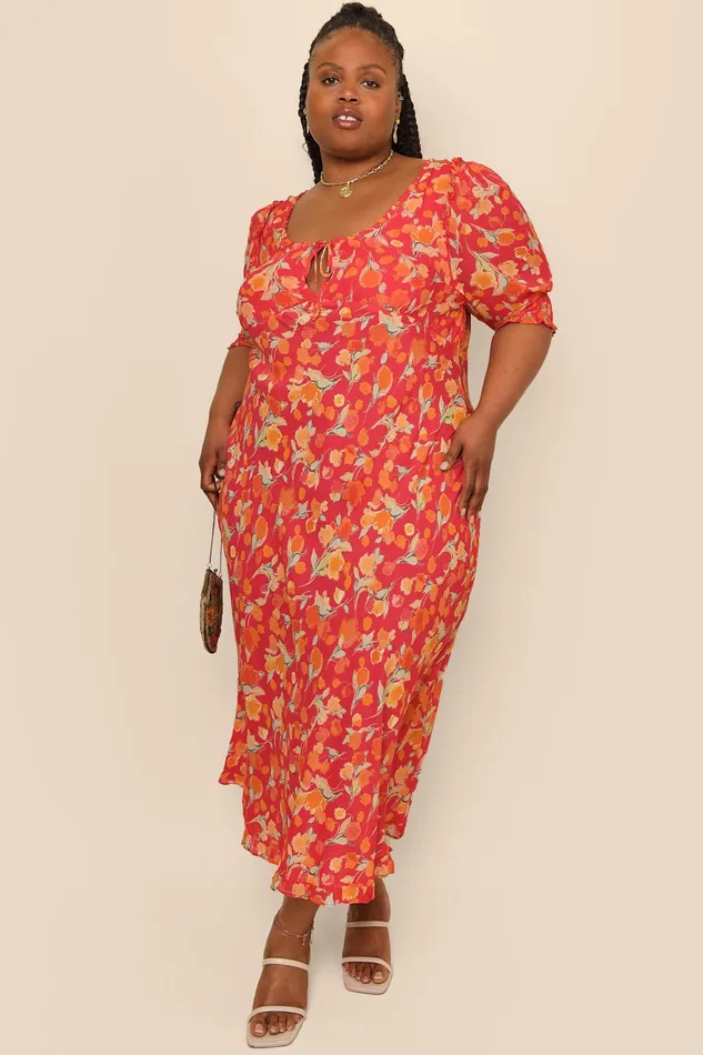 RIXO Dresses Sathya Fontainhas Floral Coral 8211 Women
