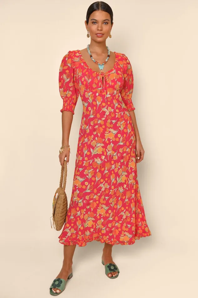 RIXO Dresses Sathya Fontainhas Floral Coral 8211 Women
