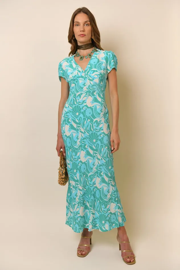 RIXO Dresses Tallulah Green Abstract Shells 8211 Women