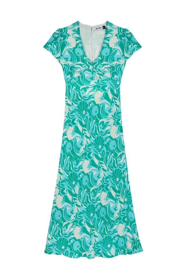 RIXO Dresses Tallulah Green Abstract Shells 8211 Women RIXO Dresses Tallulah Green Abstract Shells 8211 Women