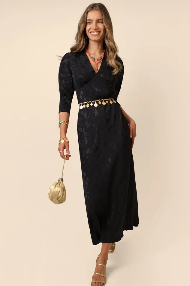 RIXO Dresses Zadie Leaf Heart Black 8211 Women