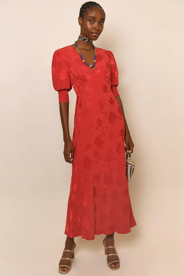 RIXO Dresses Zadie Red Poppy Jacquard 8211 Women