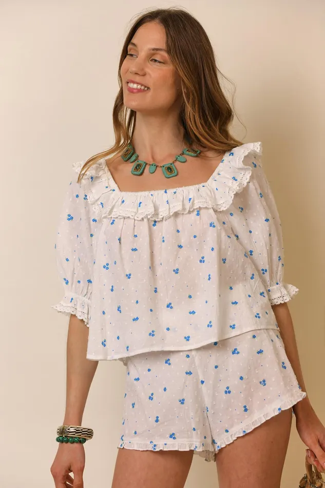 RIXO Gifts Cece Short Set French Petal Embroidery 8211 Women