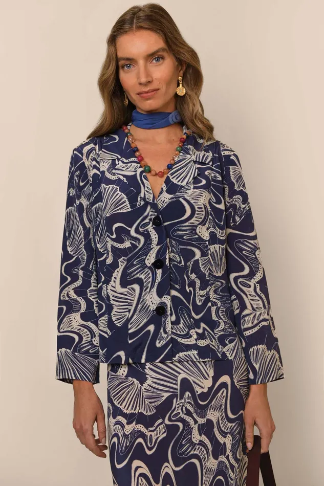 RIXO Outerwear Maisie Navy Psychedelic Shell 8211 Women