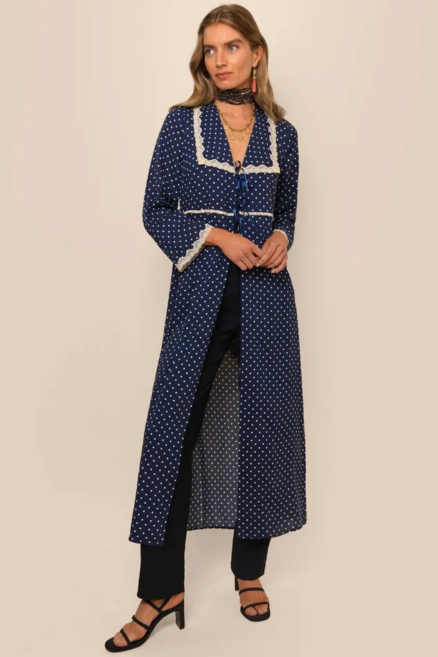 RIXO Outerwear Mallory Polka Dot Navy 8211 Women