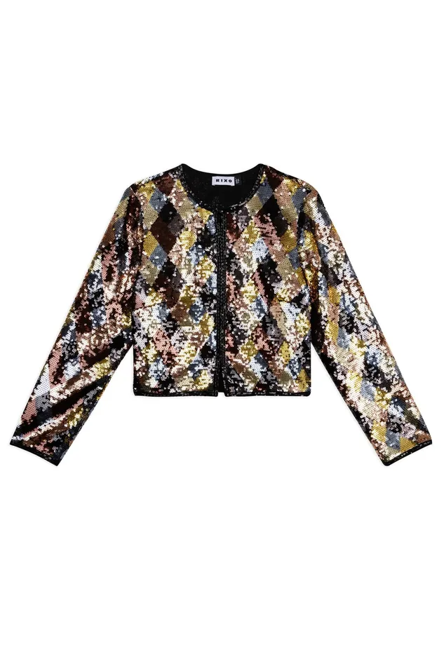 RIXO Outerwear Wren Gold Harlequin Sequin 8211 Women RIXO Outerwear Wren Gold Harlequin Sequin 8211 Women