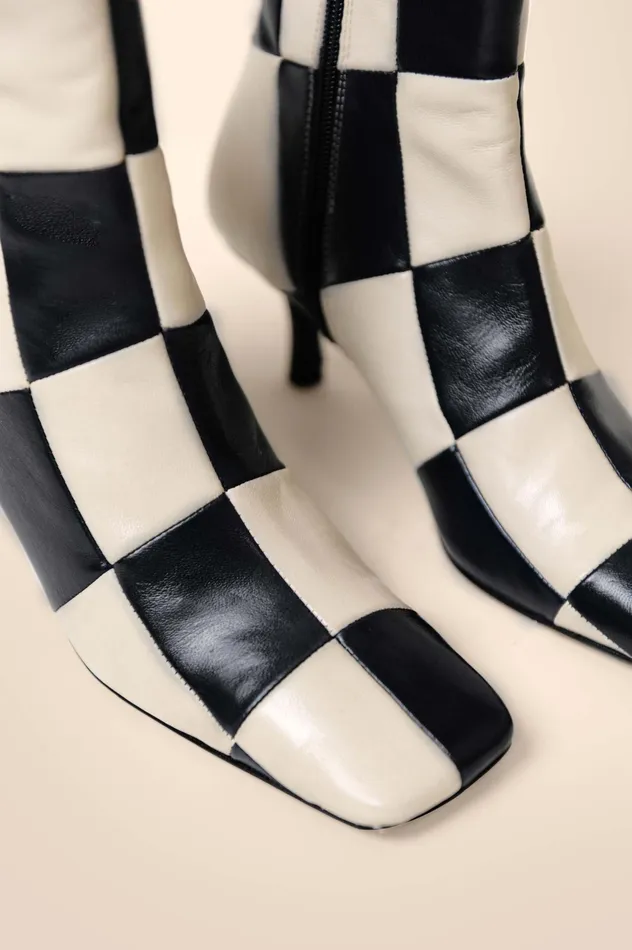 RIXO Shoes and Boots Madrid Navy Cream Checkerboard 8211 Women RIXO Shoes and Boots Madrid Navy Cream Checkerboard 8211 Women