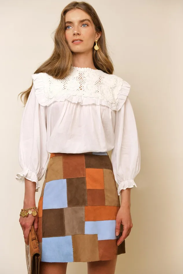 RIXO Skirts Corfu Brown Patchwork 8211 Women