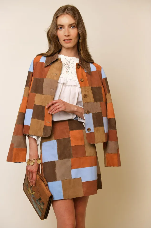 RIXO Skirts Corfu Brown Patchwork 8211 Women