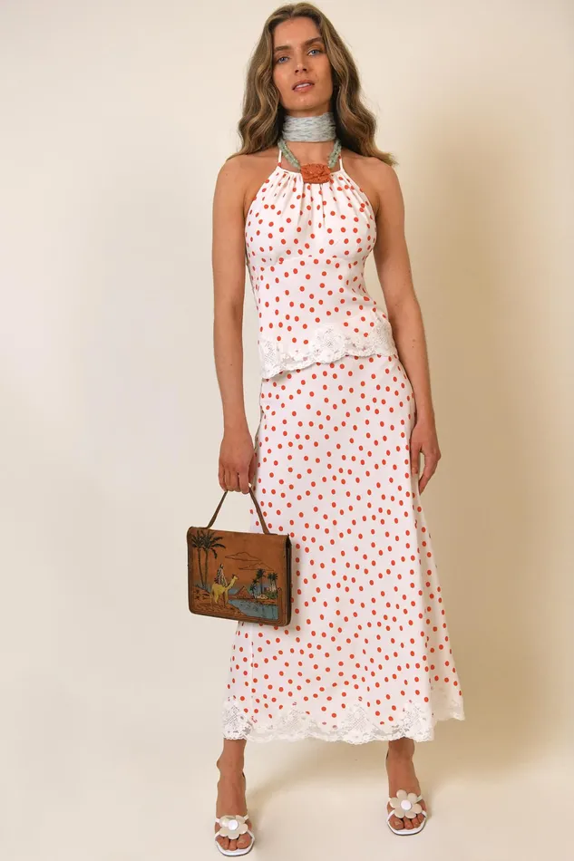 RIXO Skirts Crystal Red Flamenco Spot 8211 Women RIXO Skirts Crystal Red Flamenco Spot 8211 Women