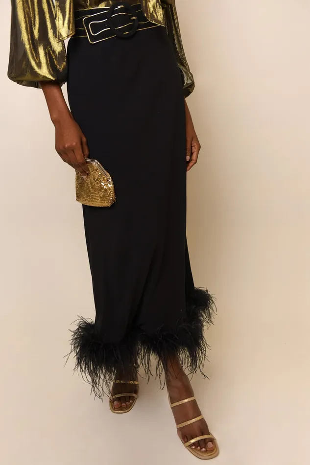 RIXO Skirts Kelly Black Feather 8211 Women