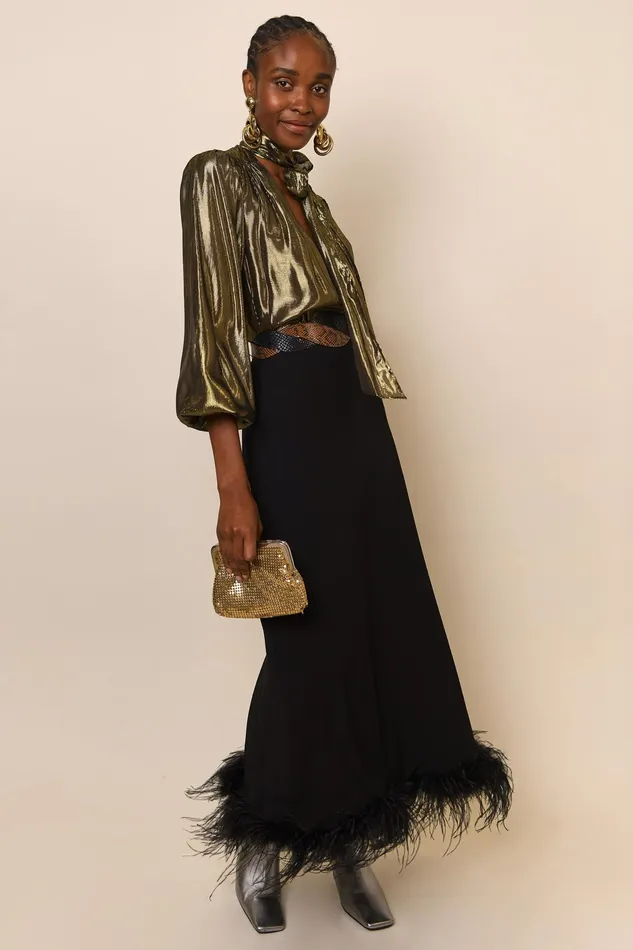 RIXO Skirts Kelly Black Feather 8211 Women RIXO Skirts Kelly Black Feather 8211 Women