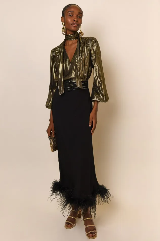 RIXO Skirts Kelly Black Feather 8211 Women RIXO Skirts Kelly Black Feather 8211 Women