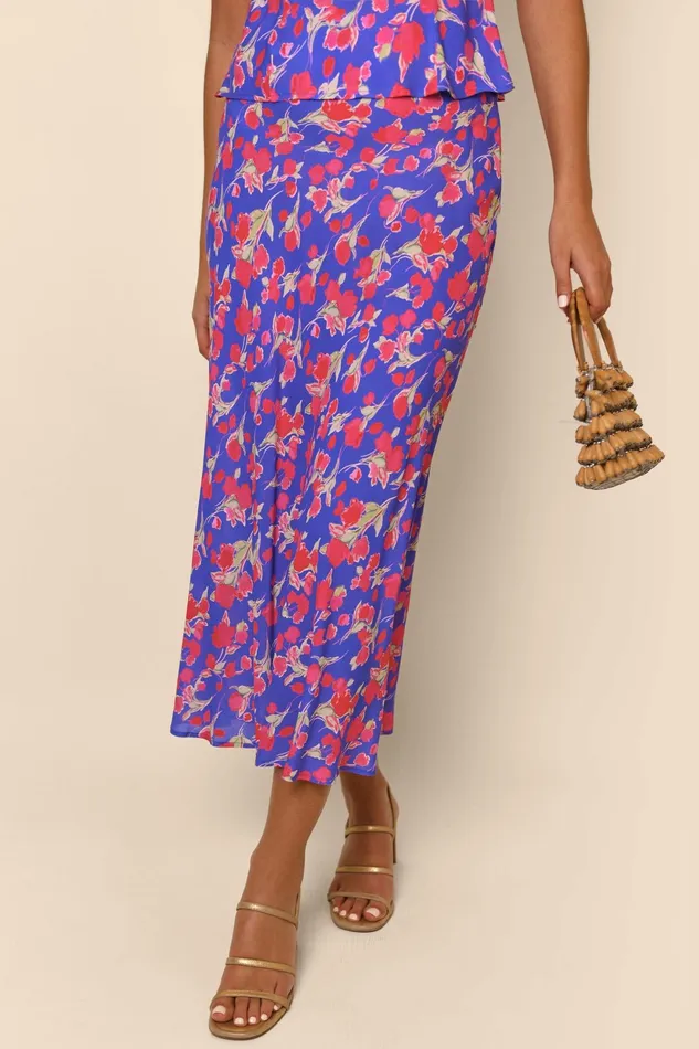 RIXO Skirts Kelly Fontainhas Floral Iris 8211 Women