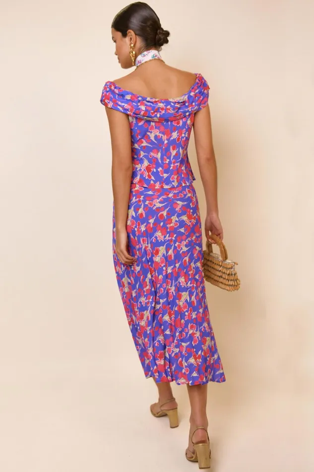 RIXO Skirts Kelly Fontainhas Floral Iris 8211 Women