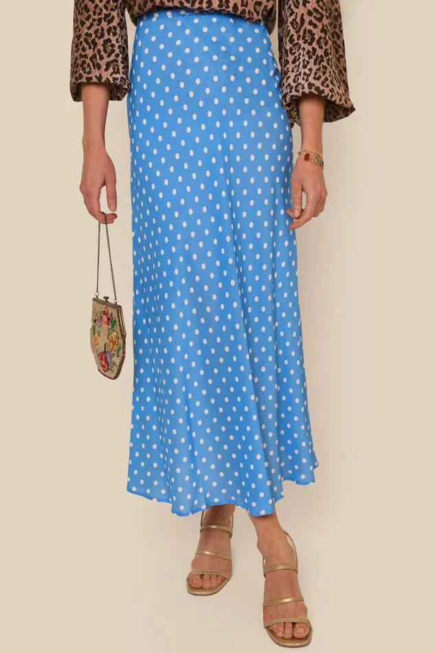 RIXO Skirts Kelly Polka Dot Blue 8211 Women