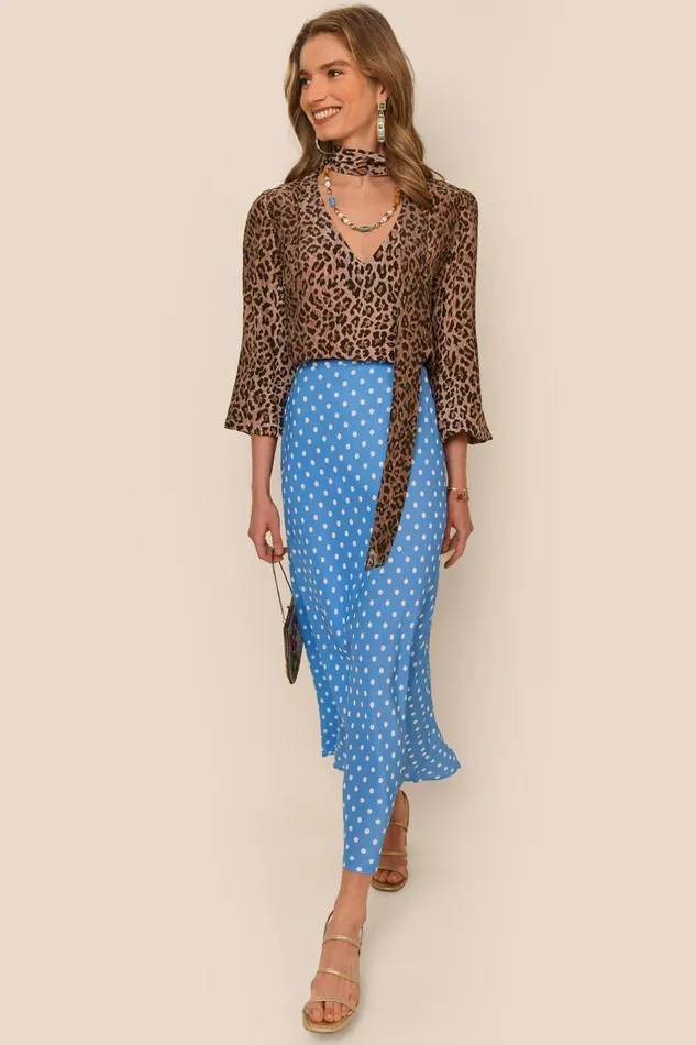 RIXO Skirts Kelly Polka Dot Blue 8211 Women