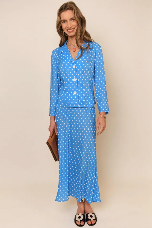 RIXO Skirts Kelly Polka Dot Blue 8211 Women