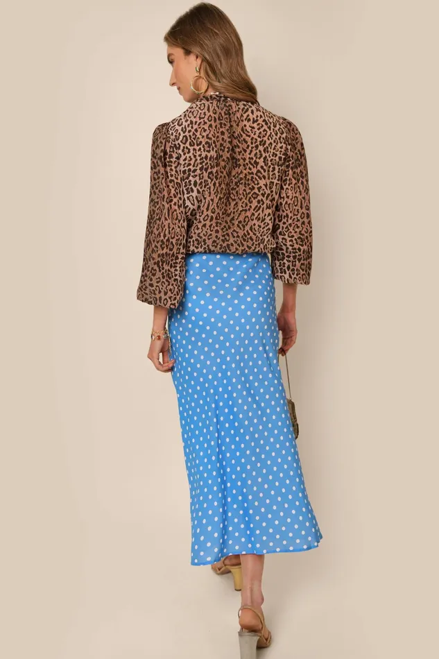 RIXO Skirts Kelly Polka Dot Blue 8211 Women