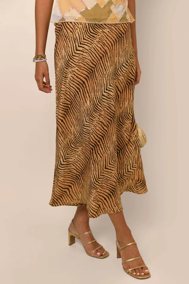 RIXO Skirts Kelly Sepia Tiger 8211 Women