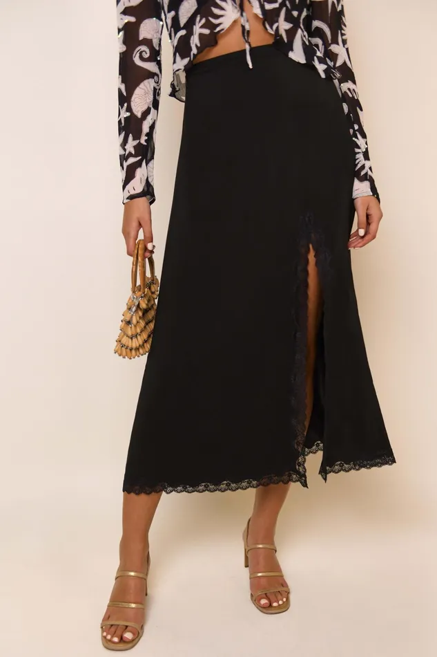RIXO Skirts Sibilla Solid Black 8211 Women