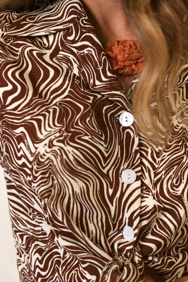 RIXO Tops Antigua Brown Marble Zebra 8211 Women RIXO Tops Antigua Brown Marble Zebra 8211 Women
