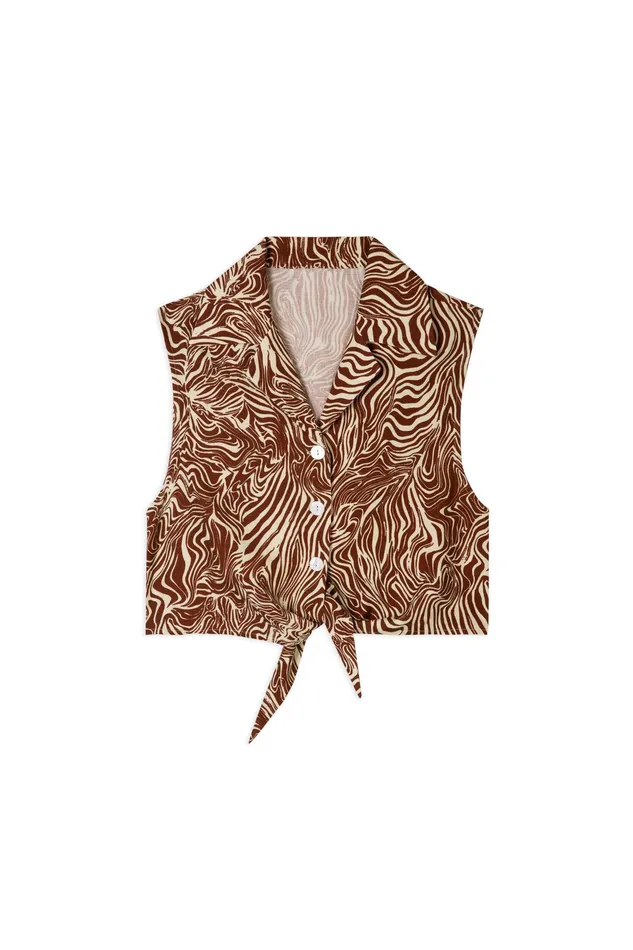 RIXO Tops Antigua Brown Marble Zebra 8211 Women RIXO Tops Antigua Brown Marble Zebra 8211 Women