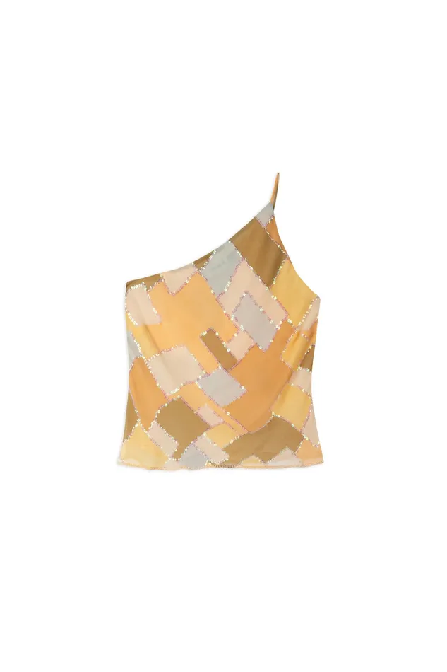 RIXO Tops Archie Sepia Patchwork Embellished 8211 Women RIXO Tops Archie Sepia Patchwork Embellished 8211 Women