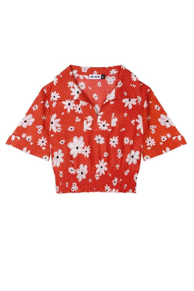 RIXO Tops Bina Red Polka Dot Daisy 8211 Women RIXO Tops Bina Red Polka Dot Daisy 8211 Women