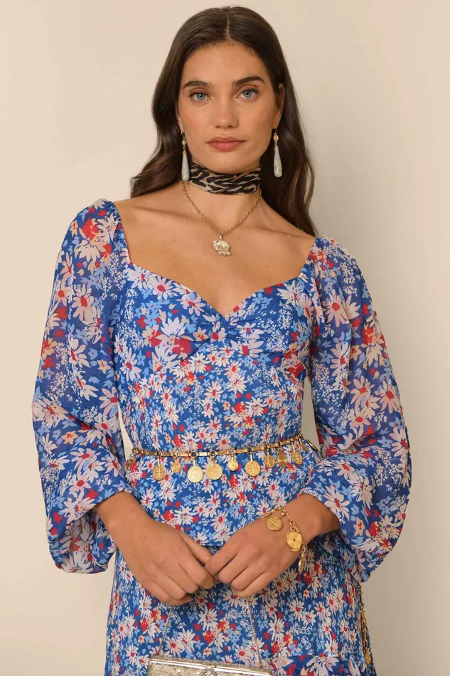 RIXO Tops Bridgette Blue Daisy Trail 8211 Women RIXO Tops Bridgette Blue Daisy Trail 8211 Women