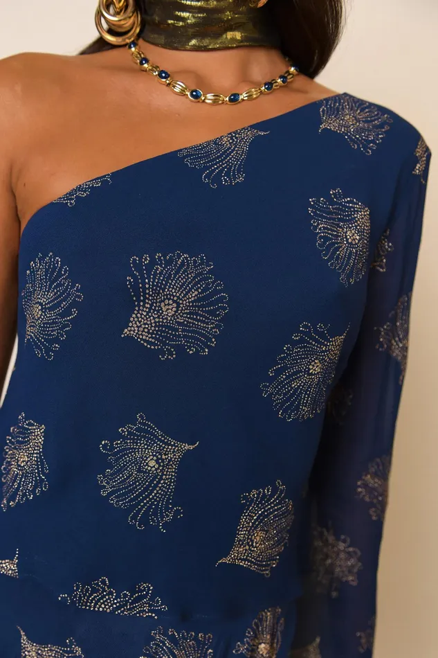 RIXO Tops Chaka Midnight Glitter Feather 8211 Women