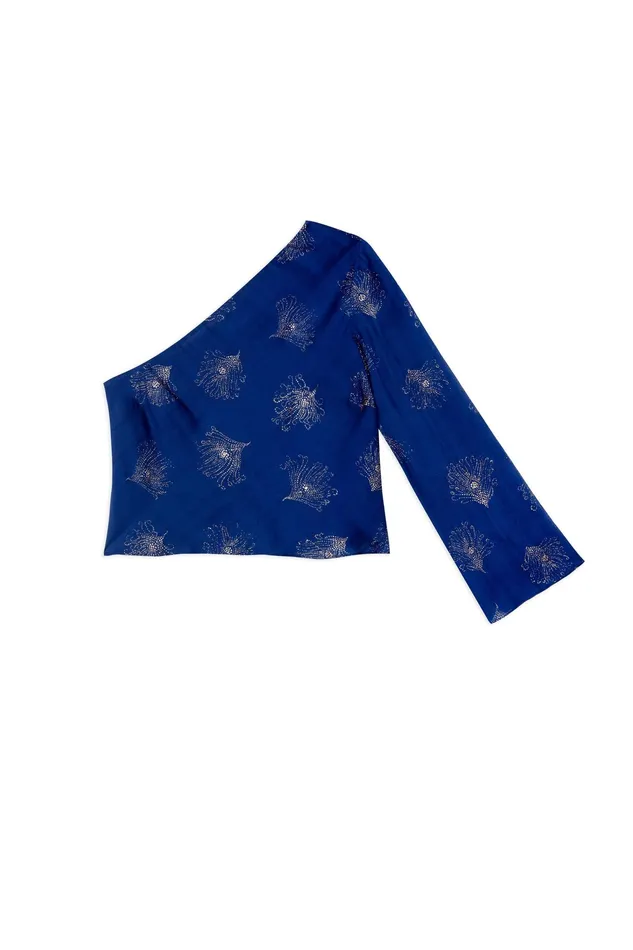 RIXO Tops Chaka Midnight Glitter Feather 8211 Women