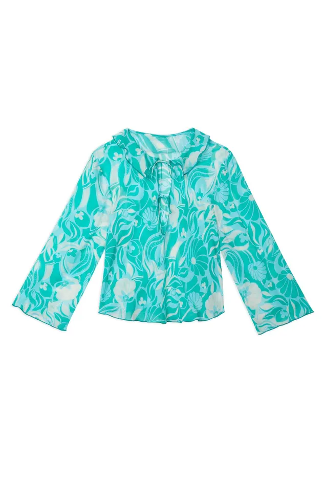 RIXO Tops Darwin Green Abstract Shells 8211 Women